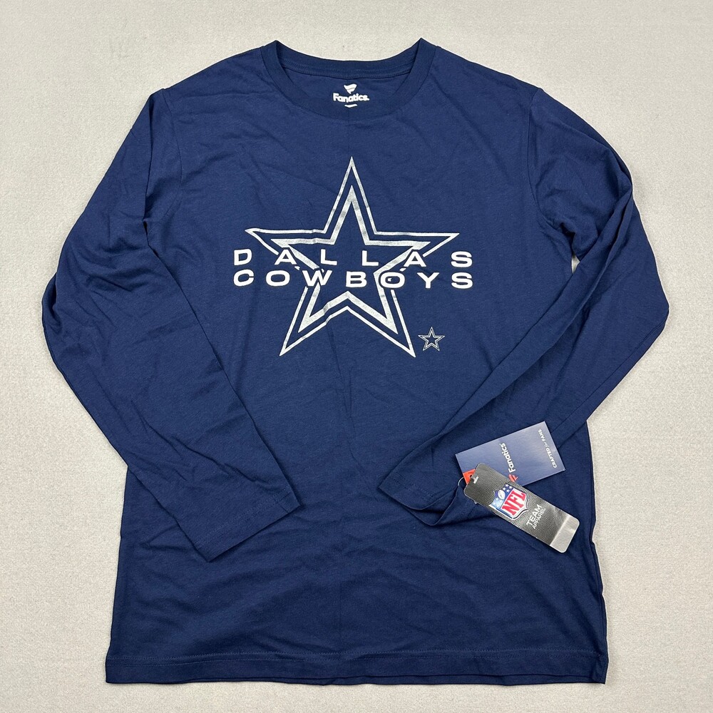 Dallas Cowboys Shirt Men Medium Blue Fanatics Long Sleeve Tee Star Logo NFL M